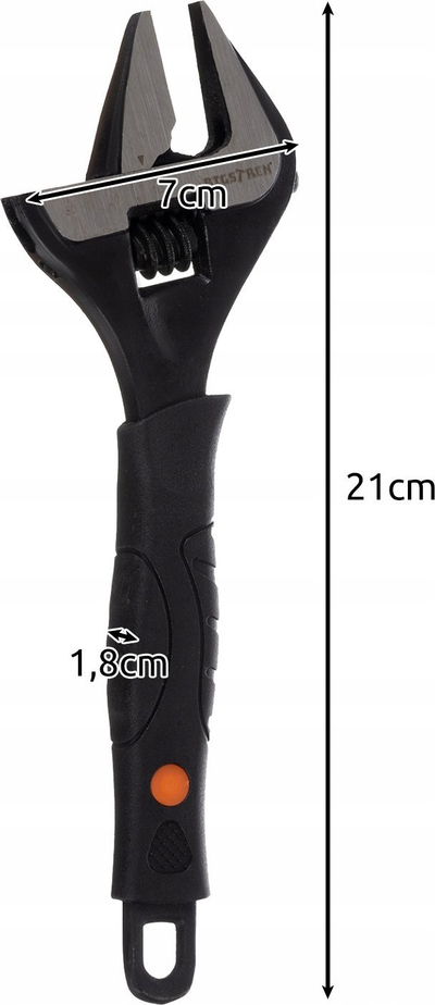 Çelës i rregullueshëm Bigstren 24283, hapje 35mm, dorezë gome, gri
