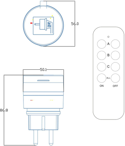 Prizë e jashtme me telekomandë Entac IP44, set 2 copë, 2300W, e zezë