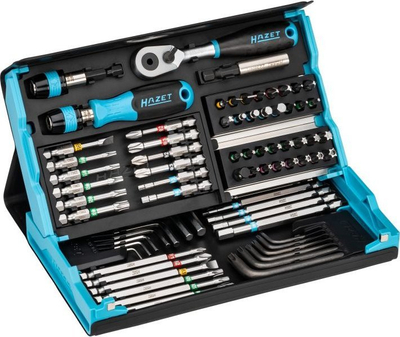 Set bitash Hazet 2200SC-31, 73 copa, për punë profesjonale, kuti e zezë blu