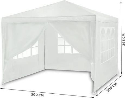 Pавилјон за градина Plonos Garden 4936, 3x3m, метален со навлака PE, бел