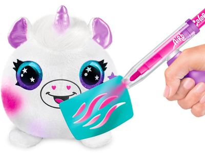 Set kreativ AMO Toys Airbrush Plush Mini Mystery Kit 1264, lodër plush për personalizim, format mini
