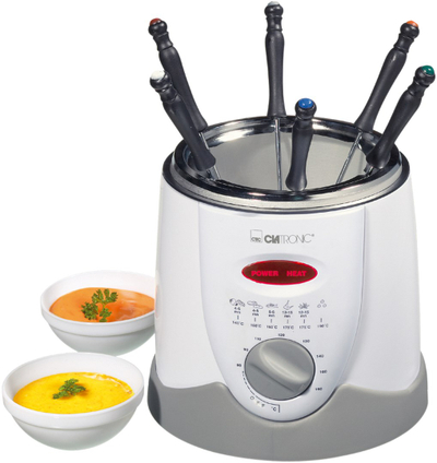 Fritezë dhe set fondue Clatronic FFR 2916, 1L, termostat i rregullueshëm, e bardhë