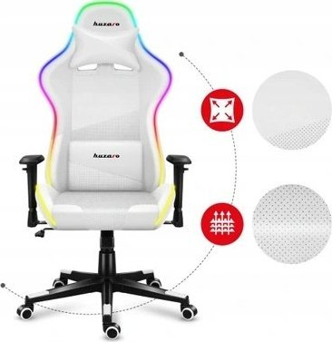 Karrige gaming Huzaro Force 6.2, LED RGB, ergonomike, e bardhë
