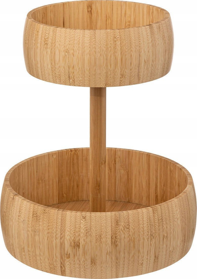 Stendë frutash 5five Simply Smart Bamboo Fruit Stand, 2 nivele, bambu, kafe, Ø 29cm