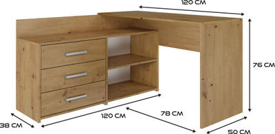 Tavolinë këndore zyre Desk DANA KASHMIR, me 3 sirtarë, formë L, ngjyrë cashmere