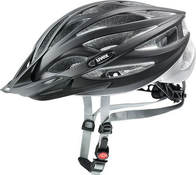 Helmetë biçiklete Uvex Oversize, 61-65 cm, me sistem IAS 3D, e zezë-argjend mat