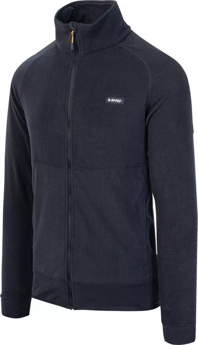 Bluzë polar për burra Hi-Tec Sauli M, me zinxhir deri poshtë, 100% poliester, e zezë