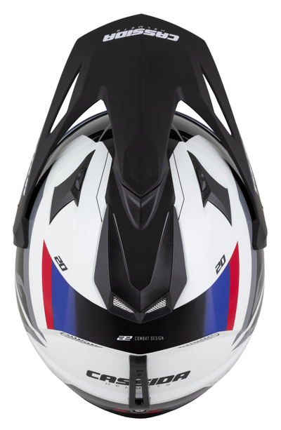 Helmetë moto CASSIDA Tour 2.0 X-tra, Pinlock ready, i bardhë blu kuqe zi