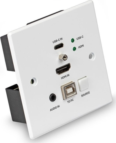 Pllakë muri HDMI USB C Lindy HDBaseT 150m, 4K60, e bardhë