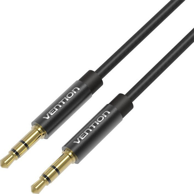 Kabllo audio Vention Fabric Braided, 3.5mm mashkull‑mashkull, 1.5m, e zezë