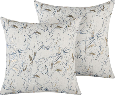 Set jastëkësh dekorativ Beliani ARBOR, 45 x 45 cm, motiv lulesh, krem