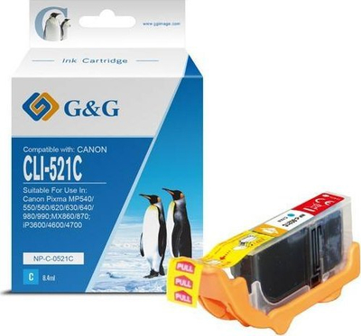 Kasetë boje G&amp;G NP-C-0521C, që shkon me Canon CLI521C, 8.4ml, cyan