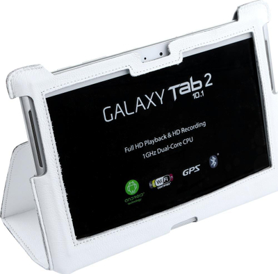 Këllëf tablet Quer për Samsung Galaxy Tab P5100, lëkurë natyrale, i bardhë