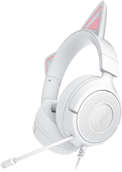 Слушалки гејминг Razer Kraken Kitty V3 X, со микрофон, со RGB светла, бели