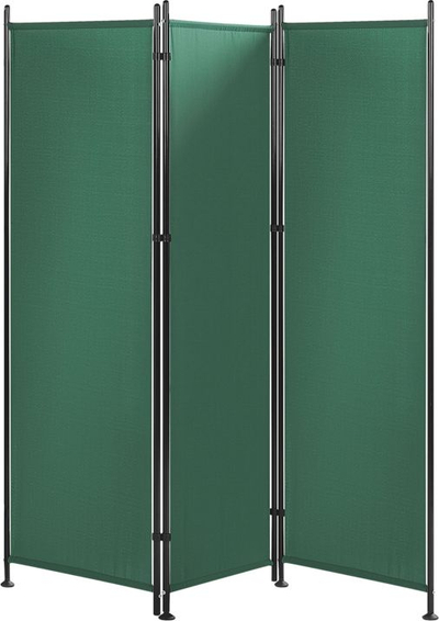 Ndarës dhome NARNI Green, 3 panele, metal me tekstil, jeshil
