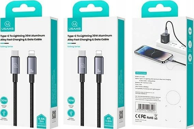 Kabllo karikimi Usams SJ662 USB C në Lightning, 30W, 1.2m, çelik