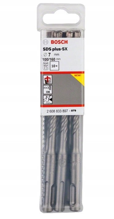Set shpujsesh murature Bosch Pro 5X, SDS Plus, 7mm 160mm, set me 10 copë
