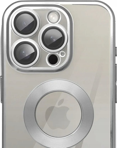 Futera Glam Case për iPhone 13, transparente, me kornizë argjendi