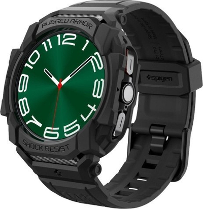 Mbrojtëse me rrip Spigen Rugged Armor Pro për Samsung Galaxy Watch Ultra, TPU, matte, e zezë