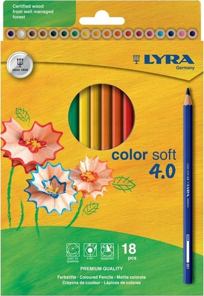 Set lapsash me ngjyra Lyra Pastels Color Soft 4.0, 18 ngjyra, shumëngjyrësh