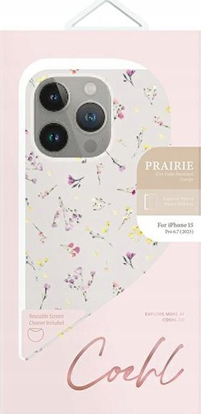 Mbrojtëse telefoni Uniq Coehl Prairie për iPhone 15 Pro Max, hibride, bezhë me lule