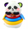 Lodër sensoriale LEAN TOYS Panda Tumbler, unaza piramidë, zile dhe kafshues, shumëngjyrëshe