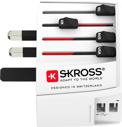 Adapter udhëtimi Skross World Adapter MUV, 2x USB 2.4A, 100 250V, i bardhë