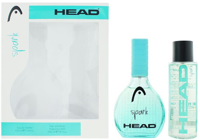 Set parfum Head Spark, EDT 100ml, spërkatës trupi 240ml, blu e çelët