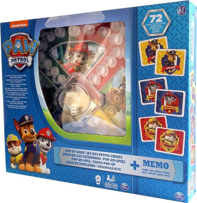 Lojë tavoline Spin Master Paw Patrol Pop Up, me memo 72 karta, për fëmijë 4+, shumëngjyrëshe