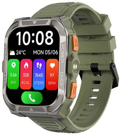 Ora inteligente Blackview W80 Pro, 1.91", GPS, jeshile
