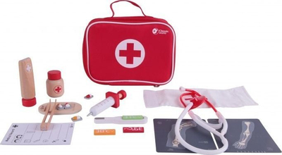 Set lodër mjeku Classic World 54419, dru, me çantë, e kuqe
