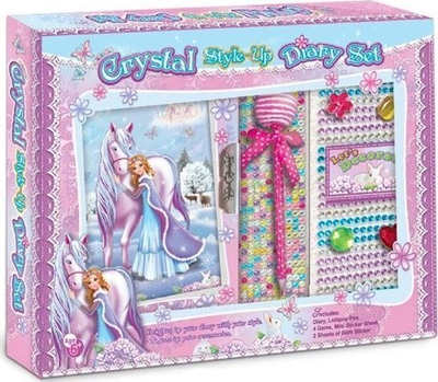 Set ditar kreativ Pulio Crystal Style Up Horse, me çelës, me stilolaps dhe ngjitëse zbukuruese, rozë