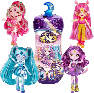 Kukull magjike Magic Mixies Pixlings Faye the Fairy, 6.5", me pocion, shumëngjyrëshe