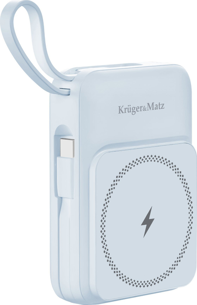Power bank Wekome Kruger&amp;Matz 10000 mAh, MagSafe me induksion, me kabllo, blu