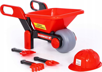 Set lodre karrocë pune Polesie Mammoet 95916, me aksesore, plastike, e kuqe