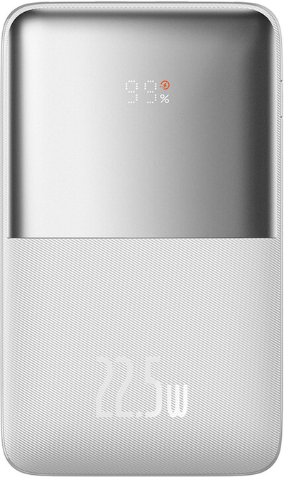 Powerbank me ekran dixhital Baseus Bipow Pro, 20000mAh, 22.5W, i bardhë + kabllo USB-A/USB-C, 30cm, e bardhë