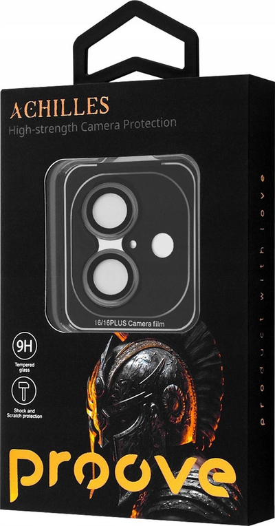Заштитно стакло Proove Achilles за камера iPhone 16 16 Plus, 9H, црно
