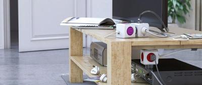 Rrip elektrik PowerCube + 4 priza udhëtimi, rozë (1820/FRRW4P)