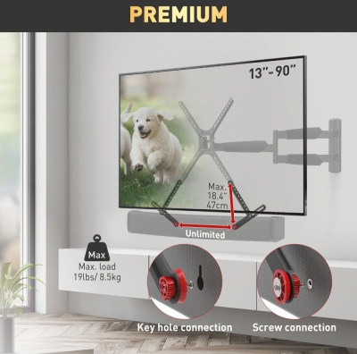 Mbajtëse universale soundbar Barkan E820.B, për TV 13-80\", deri 6.5 kg, e zezë