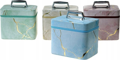 Kuti kozmetike Adar L-Case, me pasqyrë, me zinxhir, 23x18x15cm, ngjyra MIX