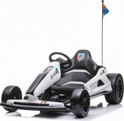 Go kart elektrik për fëmijë Ramiz Speed 7 Drift King, bateri 24V, rrota 28 cm, i bardhë