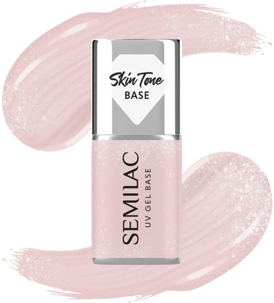 Bazë manikyri Semilac Skin Tone Cover Base, Glitter, bezhë