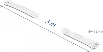 Mangë kabllosh DeLOCK Braided Sleeve, 5 m, 12 mm, e bardhë