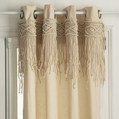 Завеса Atmosphera со ластици и макраме, 140x260 cm, памук, бејж