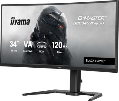 Закривен гејминг монитор Iiyama G-MASTER GCB3482WQSU-B1, 34\", UWQHD, 120Hz, црн