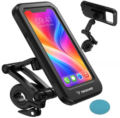 Mbajtëse telefoni për biçikletë Trizand Waterproof, universale deri 6.9", rezistente ndaj ujit, me magnet, e zezë