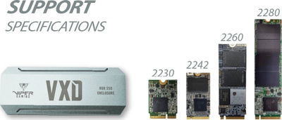 Kuti e jashtme për SSD M.2 Patriot VXD PV860UPRGM, USB 3.2 Gen2, RGB, alumini