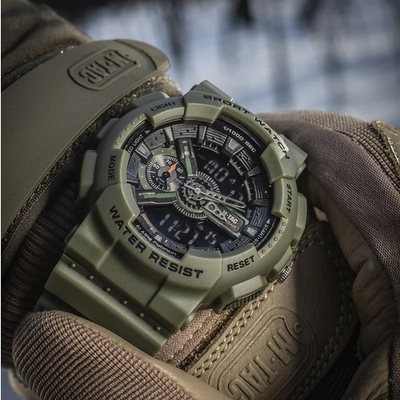 Orë sportive M-TAC Olive 50006001, analoge dhe digjitale, rezistente ndaj ujit, jeshile ulliri