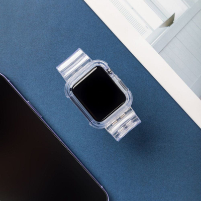 Rrip silikoni me kasë Hurtel Strap Light Set për Apple Watch 40mm, i verdhë
