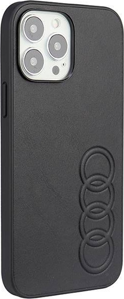 Futë mbrojtëse Audi prej lëkure sintetike për iPhone 13 Pro Max 6.7", hardcase, e zezë